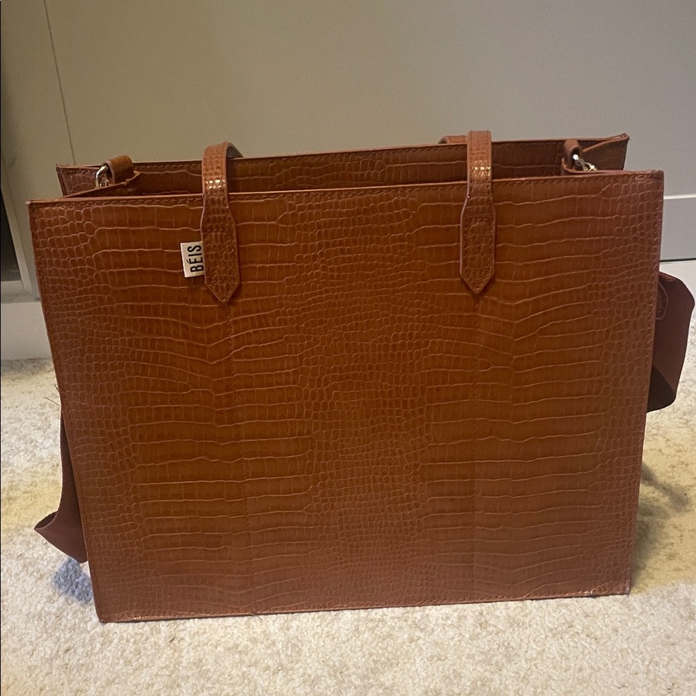 BÉIS The Work Tote in Brown Croc